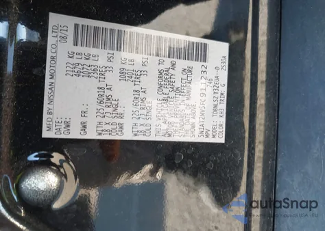 2015 Nissan Rogue Sl из США, поврежденный, VIN 5N1AT2MV5FC911232